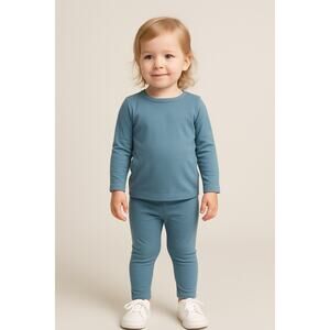 Soft Blue Toddler Leggings Stretchy Cotton Blend Size 2T